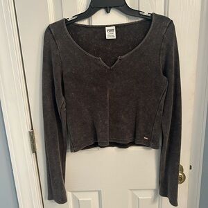 PINK cropped waffle top, size L